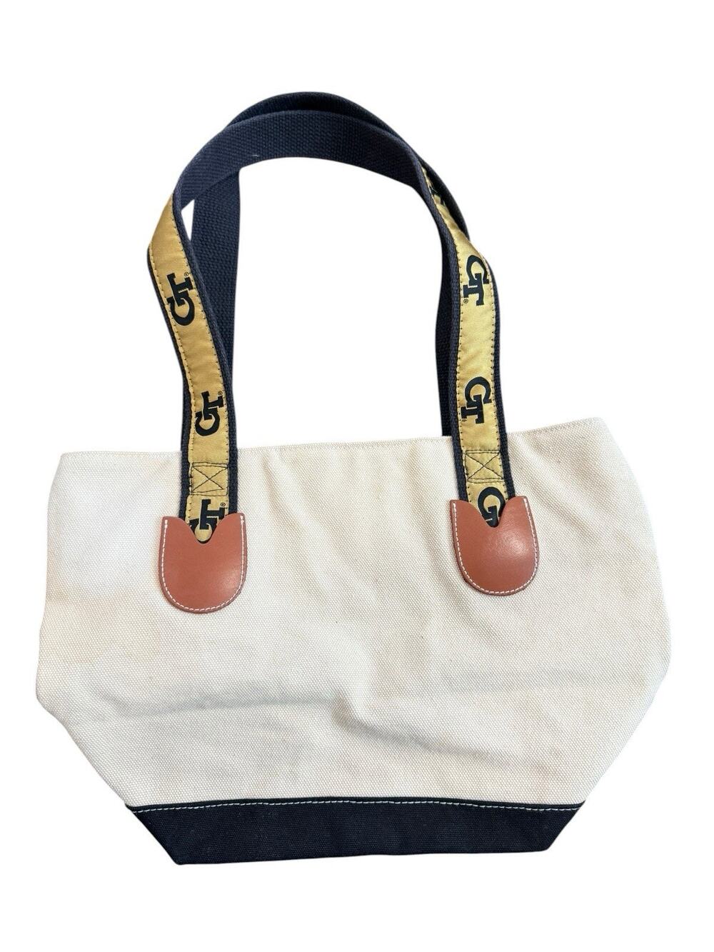 Georgia Tech Canvas Small Tote Bag Yellow Jackets Classic Cotton Moon Shine